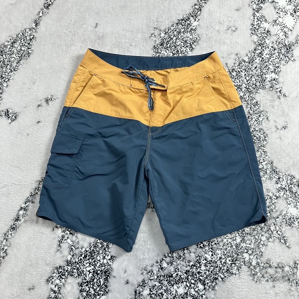 Stio Board Shorts Colorblock Blue Yellow Cargo Pocket Swim Surf Mens Size‎ 36